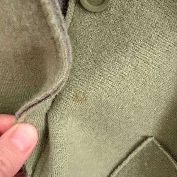 EILEEN FISHER | Merino Wool Doubleknit Button Front Cardigan Green Gray | M - Picture 11 of 11